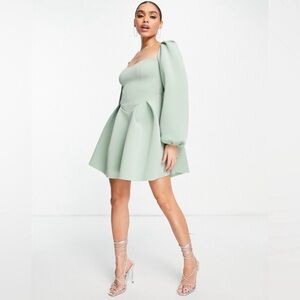 ASOS Mint Green Puff Sleeve Dress